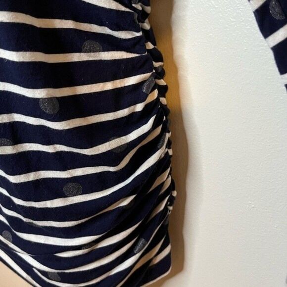 Motherhood Maternity Navy and White Striped Long Sleeve V-Neck Tee Size Small - Picture 3 of 6